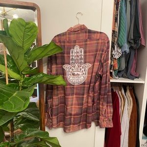 Vintage flannel with hamsa design